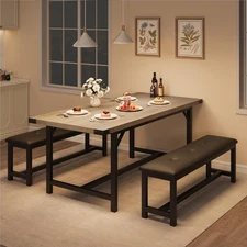 63 in Extendable Dining Table Set for 4-6 People 3-Piece Kitchen Table Set Gray