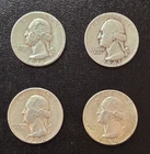 4 Silver Washington Quarter 90% Silver Quarters 1936 1941 1954 1964