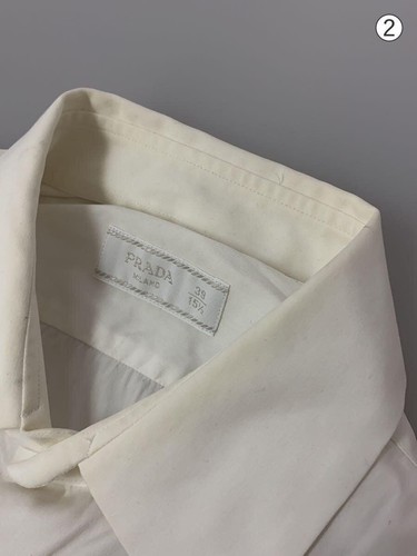 PRADA Long Sleeve Shirt 15.5 Cotton WHT UCM608 R102 1f5b Elyogore Body Used - Picture 7 of 8