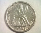 1882 SEATED LIBERTY DIME ABOUT UNCIRCULATED AU NICE ORIGINAL COIN BOBS COINS