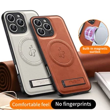 For iPhone 17 16 Pro Max 15 14 13 12 11 Mag Safe Case Shockproof Invisible Stand