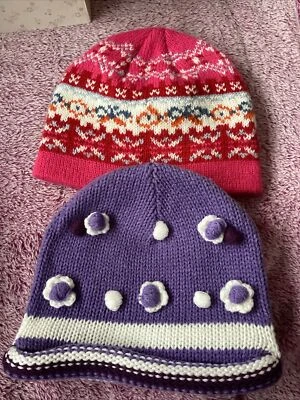 Mütze Mädchen Gr 46 Wollmütze Pink Gemustert Winter Kopfbedeckung EINE Mütze - Bild 1 von 4