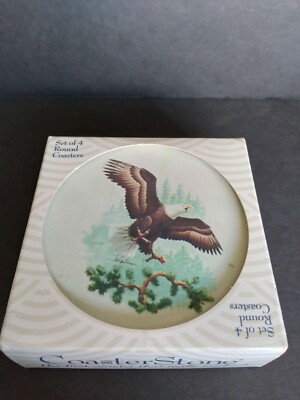 CoasterStone Set 4 Flying Eagle Stone Coasters In Original Box
