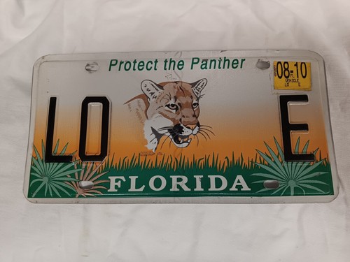 Florida Car License Plate - Protect the Panther - Vanity "LO E" - 2010