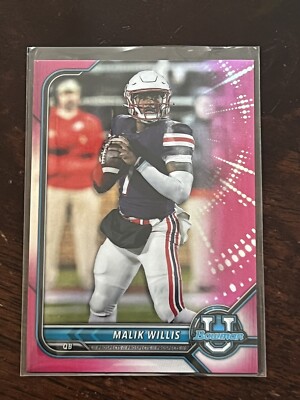 2021-22 Bowman University MALIK WILLIS #94 Base PINK REFRACTOR SP Liberty