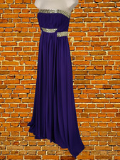 BNWT PIA MICHI UK 12 PURPLE BEADED STRAPLESS PROM BRIDESMAID OCCASION MAXI DRESS