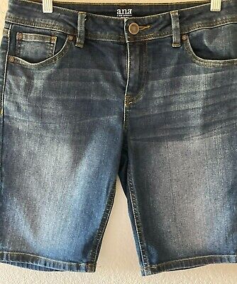 a.n.a. A New Approach Womens Denim Shorts Size 8P Blue Rolled Cuff 5-Pocket  Zip | eBay