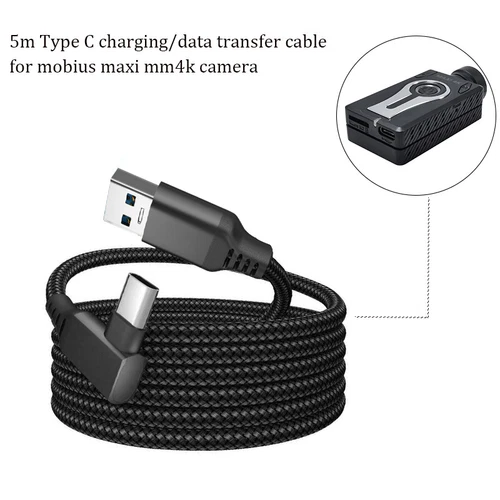 5M Type-C to USB A Link Charging Data Transfer Cable for Mobius Maxi MM4K Camera