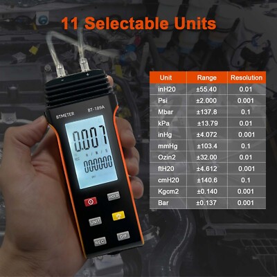 Digitales Manometer Differenzieller Luftdruckmesser Gasdrucktester 2 Anschlüsse