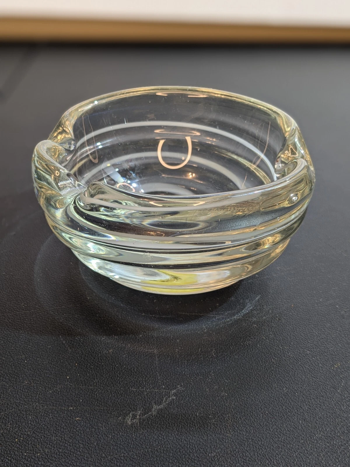 Vintage Cut Heavy Glass Ash Tray 5" Cigar Cigarette