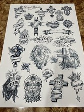 Tattoo Flash art print, 20 x28 Crosses Tattoo Proster 3