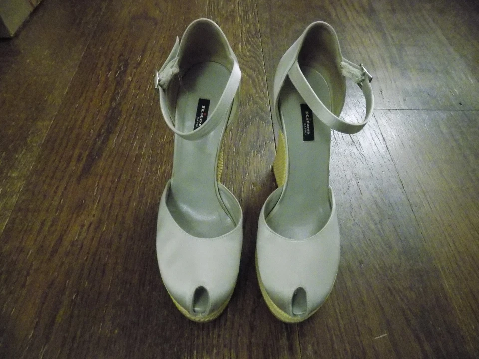 KITON Napoli Gris Satinado Peep Toe Plataforma Cuña 4.5" Tacones 8 EU 38.5 Correa de Tobillo Foto 2 de 4