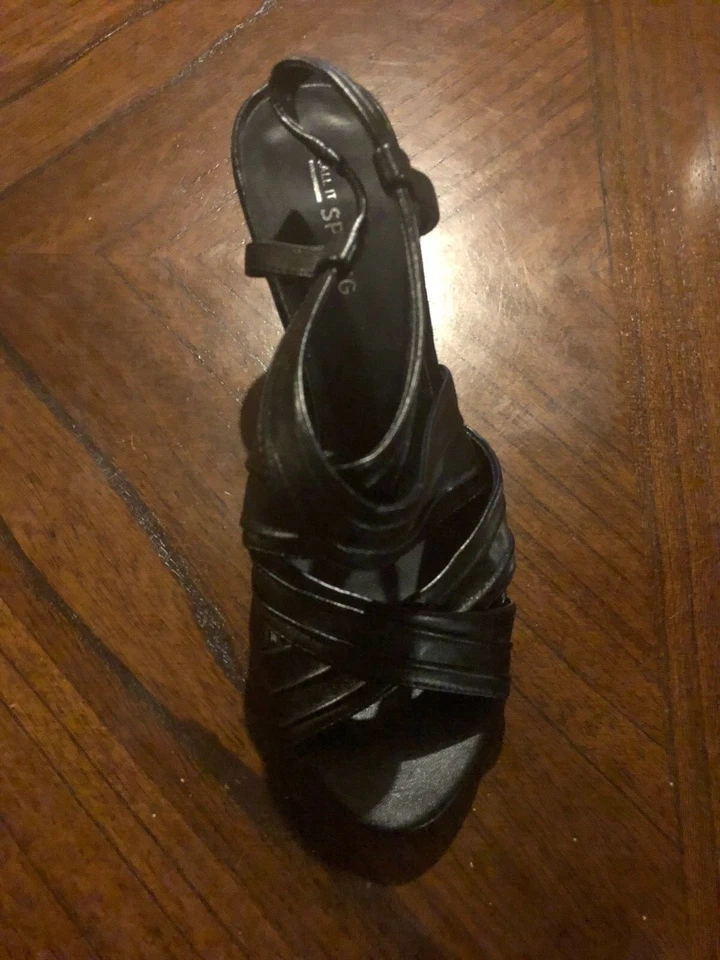 Call It Spring Solid Black Criss-Cross Wedge Heels Size 7.5 NEW W/O BOX - Image 3 of 4