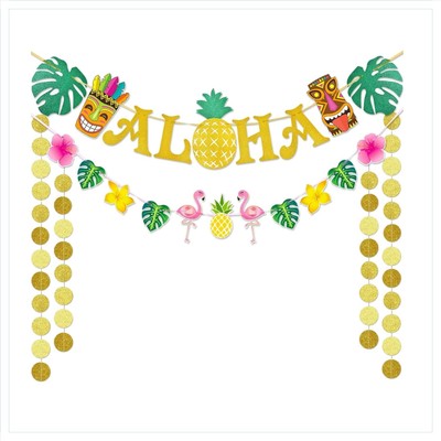 Aloha Party Banner Dekorationen - Hawaii Aufblasbare Palmen Flamingo Ananas T...