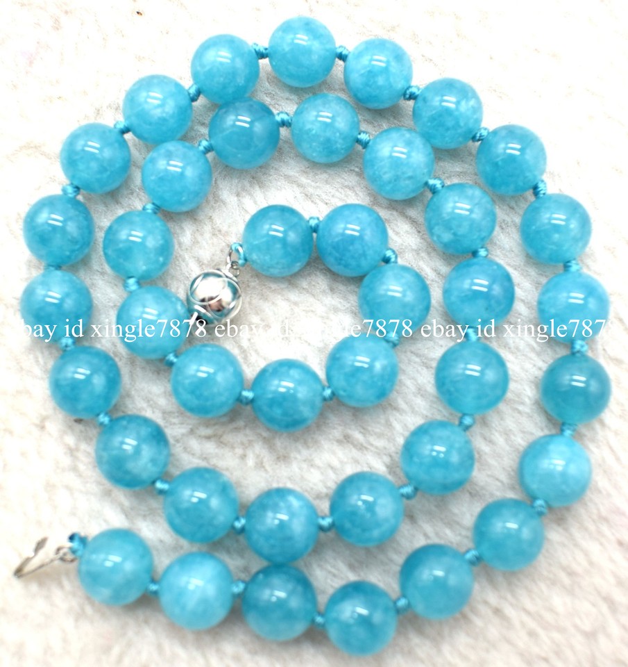 Natural 6/8/10/12/14mm Light Blue Aquamarine Round