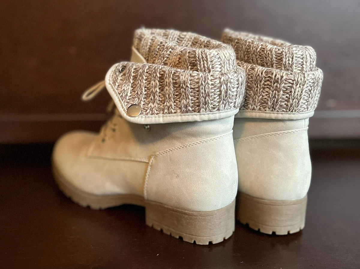 Knit cuff top ankle boots