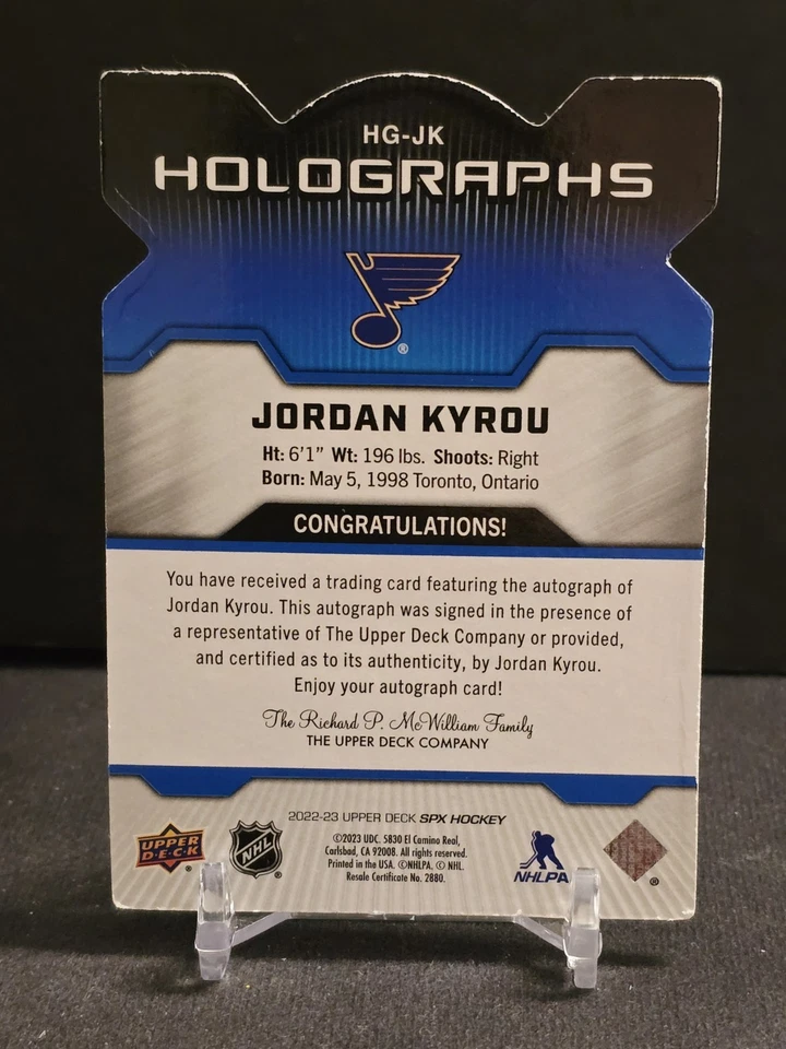 2022-23 Upper Deck Spx Holographs 1 Of 1 Auto Jordan Kyrou #HG-JK Blues 1/1 - Image 2 of 3