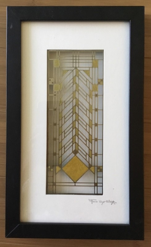 Rare Frank Lloyd Wright Official Design Stained Glass Heath House Art Frame COA