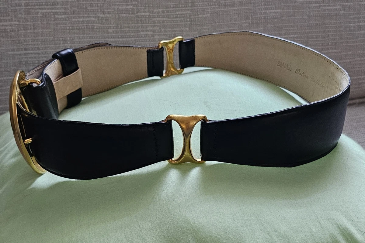 Robert Lee Morris Black Leather Skinny Waist Belt with Gold Buckle Robert Lee Morris Leather Waist Belt - Black Belts  main image 2