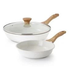 Nonstick Frying Pan Skillets White Ceramic Coating Omelette Pans Healthy