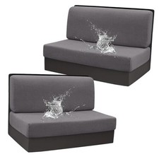 Stretch Rv Dinette Cushion Covers,Rv 2 Backrest  2 Bench Covers Dark Gray