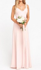 Show Me Your MuMu Jenn Chiffon Bridesmaid Maxi Dress Dusty Blush Sz Large NWT