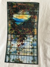 Tiffany Stained Glass Autumn Landscape Window Transparency L.C. Tiffany Lightbox
