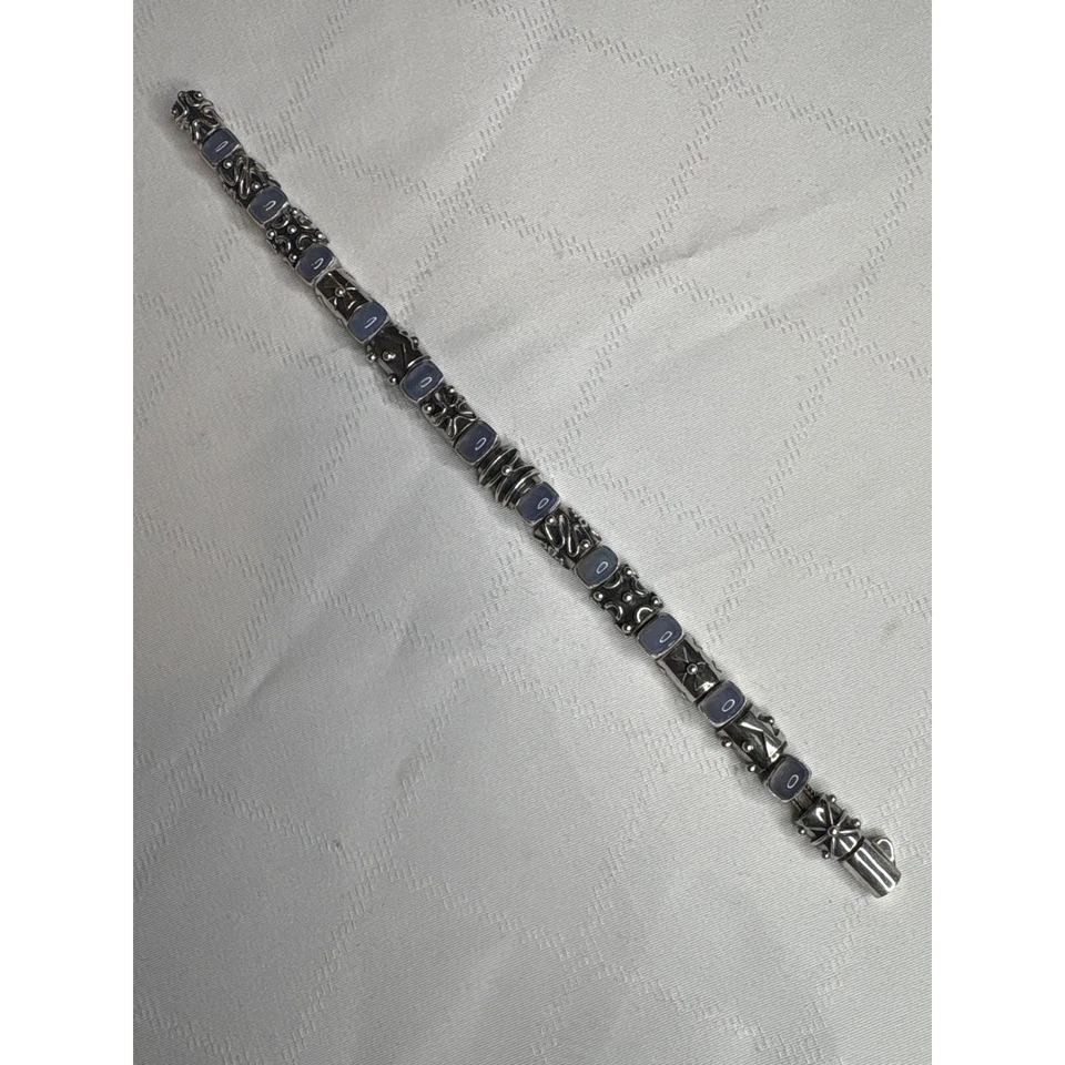 Brazalete Deborah Armstrong DAC Plata Esterlina Azul Calcedonia Piedras Preciosas 925 Boho Foto 2 de 4