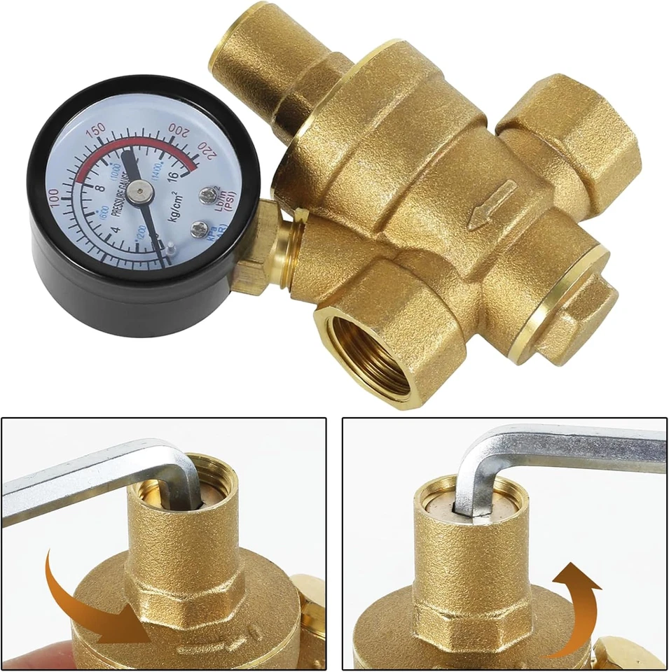 Riduttore Di Pressione Acqua, 1/2 Pollice DN15 Riduttore Pressione Acqua in Otto - Immagine 4 di 4