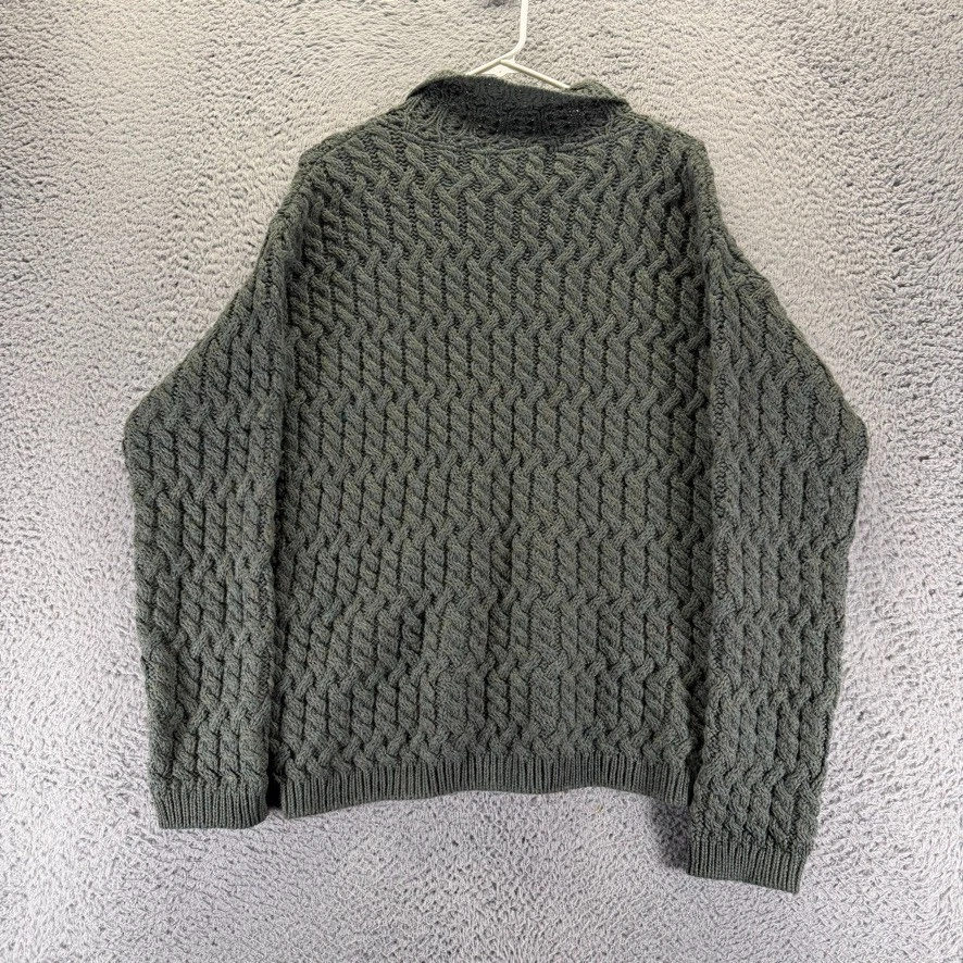 Vintage Aran Crafts Sweater Mens Large Green Ireland Merino Wool Cable Knit - Image 4 of 4
