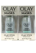 Olay 1.7 Oz Masks Shine Control Tea Tree Extract No Mess Clay Stick   Lot Of 2