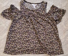 NWOT LAUREN CONRAD WOMEN'S MULTICOLORED FLORAL COLD SHOULDER TOP SIZE PETITES S
