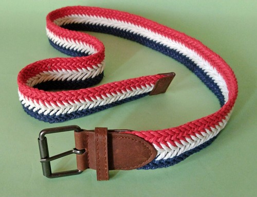 Cintura Uomo In Stoffa Donna Unisex Nuovo Blu Bianco e Rosso - Foto 3 di 8