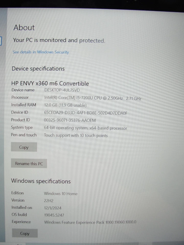 HP Envy x360 m6-aq103dx 15.6” TOUCH FHD Intel Core i5-7200U 2.5GHz 12GB 1TB HDD - Image 4 of 4