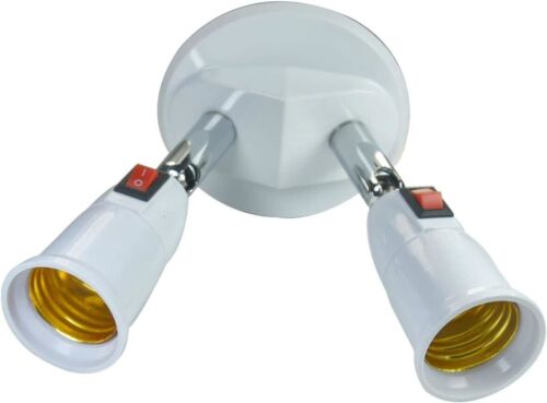 2 IN 1 E26/E27 Medium Screw Base Light Splitter Socket Adapter Extender w/Switch - Picture 10 of 11