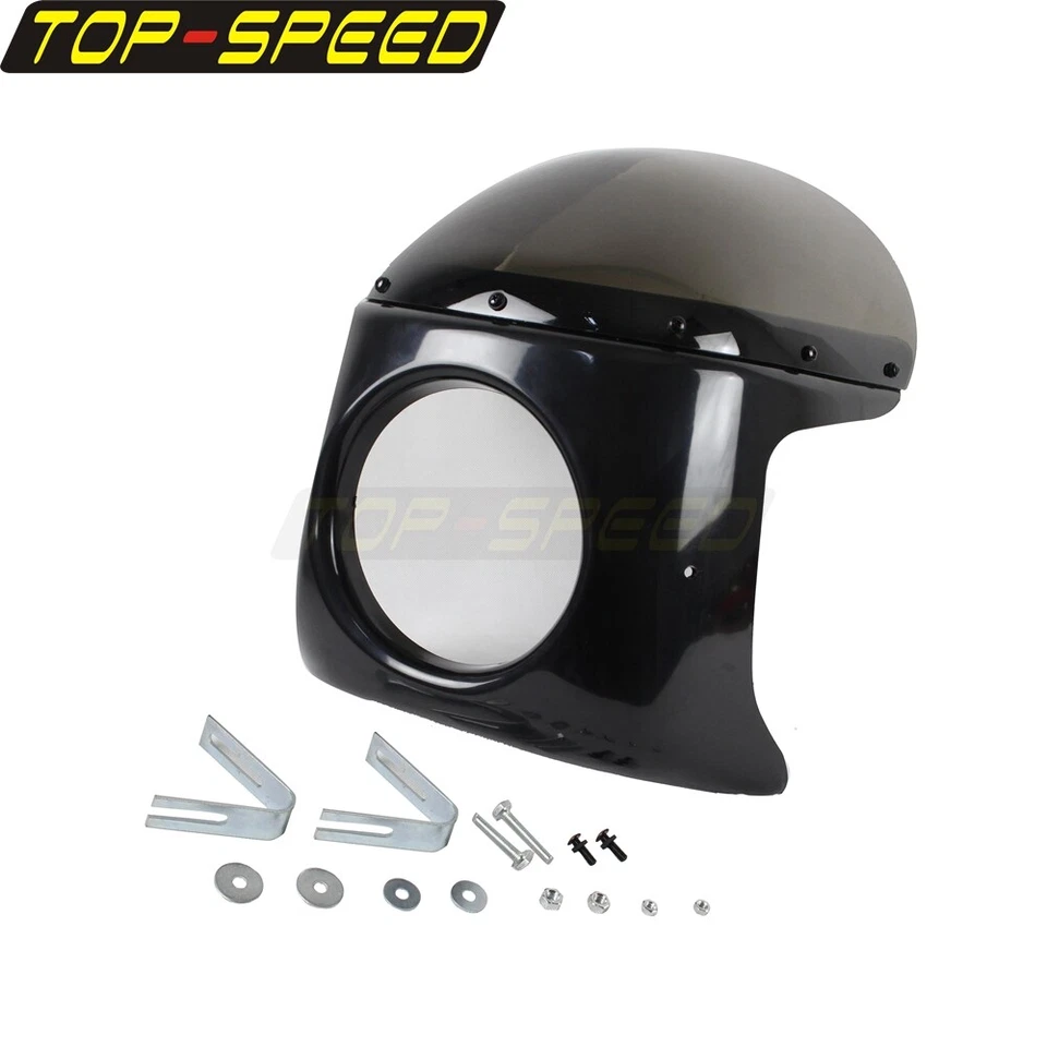 Carenado de faros delanteros de 7" y parabrisas de humo para Yamaha Honda Kawasaki Suzuki Foto 2 de 4