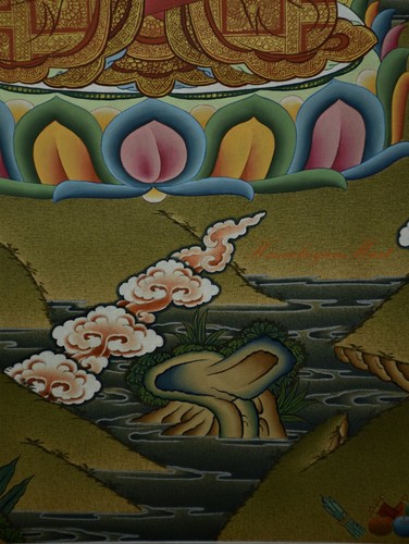 Hand Painted Amitabha Buddha Tibetan Buddhist Thangka Scroll Painting from Nepal - Picture 7 of 11