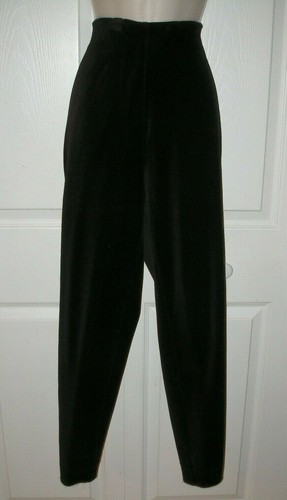 Women's Black Velvet Pants Tapered Legs for boots SZ Medium by Valerie Stevens - Picture 4 of 4