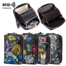 RFID Blocking Women Leather Wallet ID Credit Card Holder Zipper Pocket Handbag