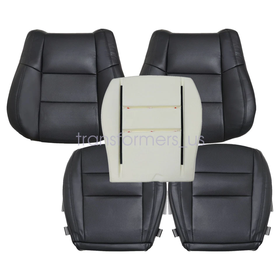 Fits 2011-2016 Jeep Grand Cherokee Perforated Leather Seat Cover Black & Foam - Image 2 of 4