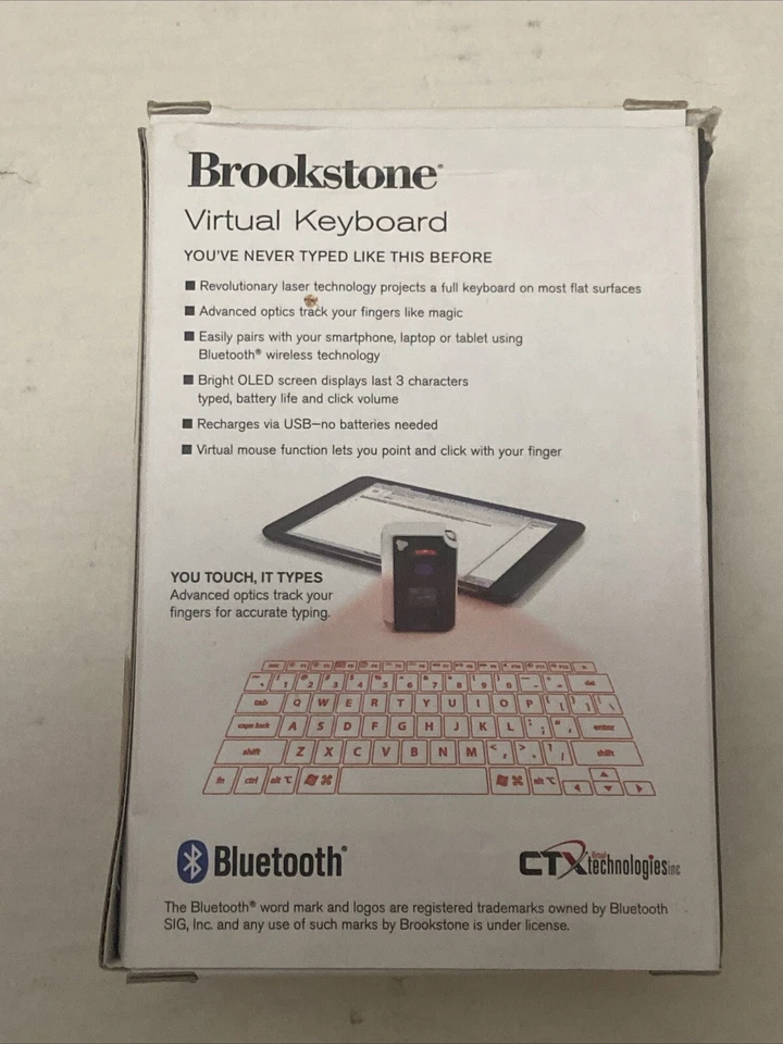 Brookstone CTX (Model: VK222028133 (Keyfob) BT Virtual Bluetooth Keyboard - Image 2 of 4