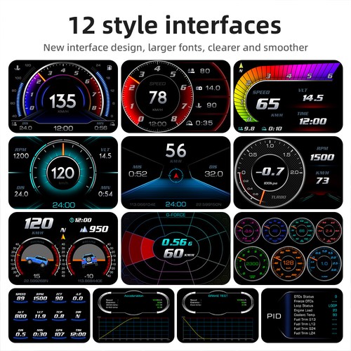 Auto OBD + GPS Head-Up Display Neigungsmesser Digital Tacho Alarm Temp - Bild 3 von 16