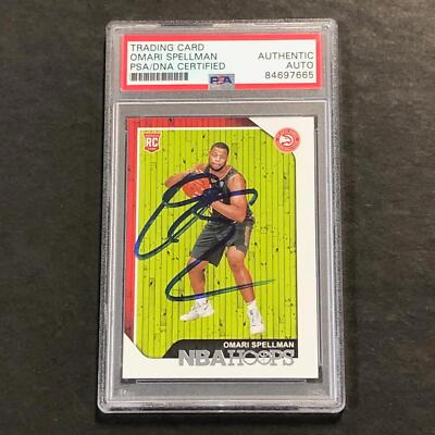 2018-19 NBA Hoops #251 Omari Spellman Signed Card PSA/DNA Slabbed RC Hawks