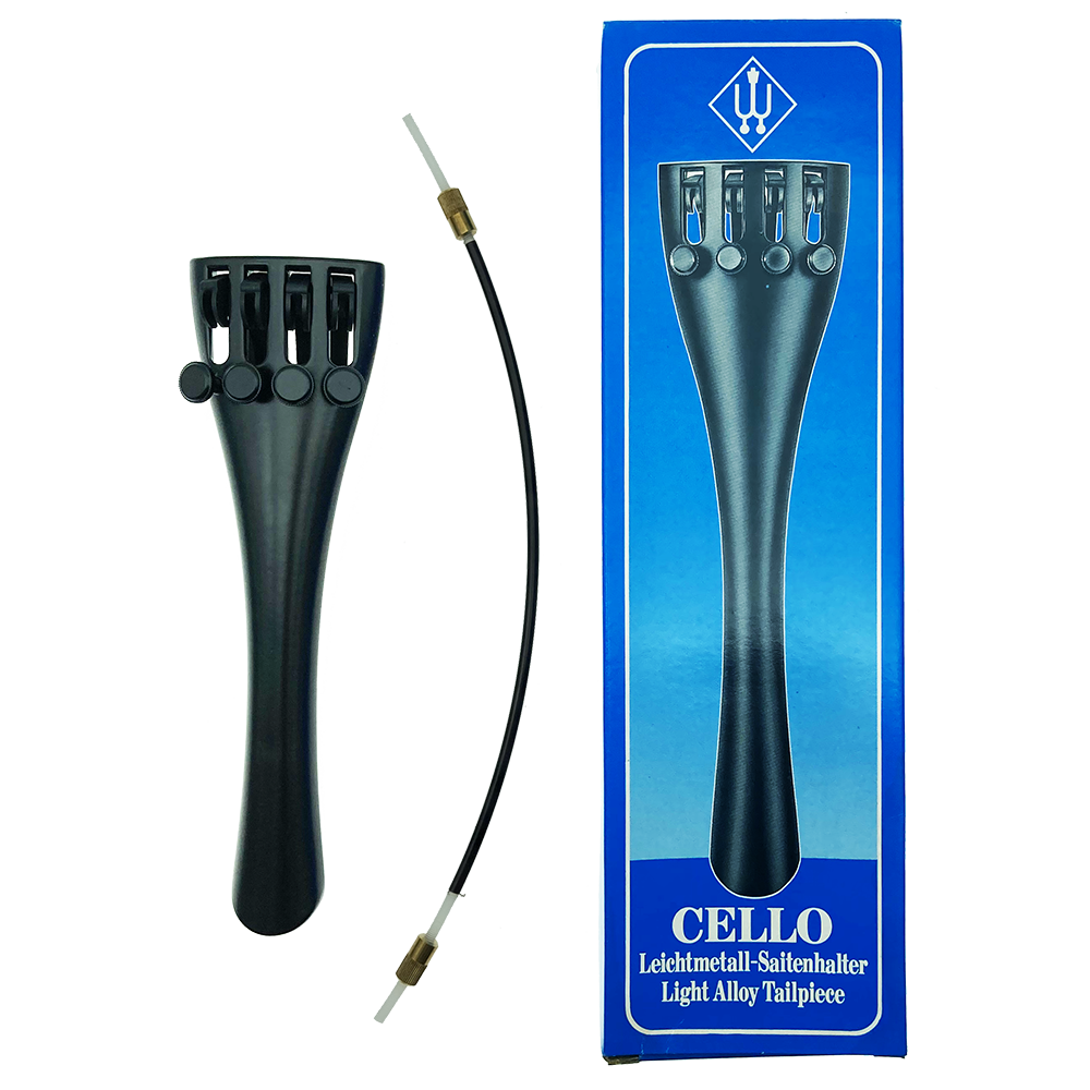 Wittner Cello Light Alloy Tailpiece 1/4 & 1/8 with Fine Tuners & Nylon Tail Loop
