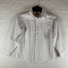 LANDS'END Boys White Button Down Long Sleeve Shirt US Size 8 8-9 Years 6479