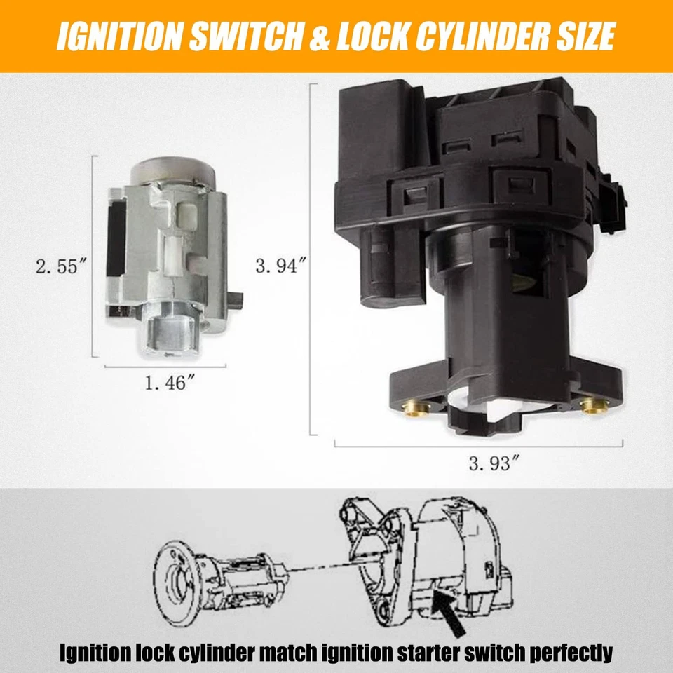 CILINDRO DE BLOQUEO 2 EN 1 E INTERRUPTOR DE ARRANQUE DE ENCENDIDO PARA CHEVY IMPALA MALIBU OLDS ALERO Foto 4 de 4