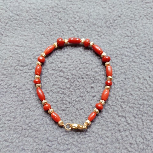 Bracciale di perle di corallo rosso naturale braccialetto di perle di corallo... - Foto 12 di 12