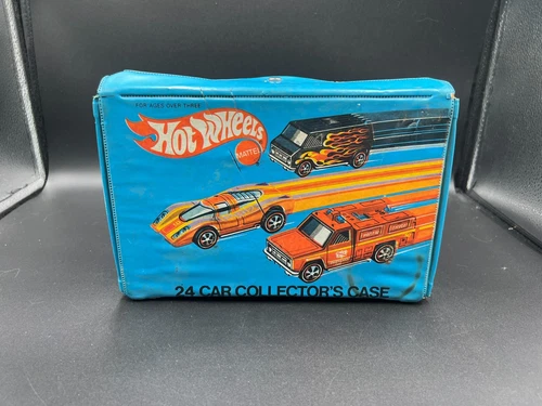 Vintage Hot Wheels 24 Car Collector's Case Blue Redline Era 1975 Intact Trays!