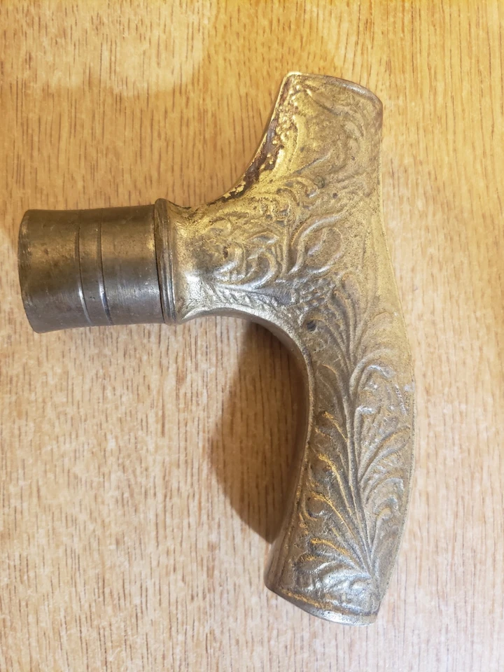 Antiguo bastón de latón mango tapa caña Foto 3 de 4