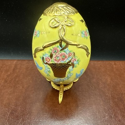 The Franklin Mint Faberge Imperial Porcelain Jeweled Egg Yellow